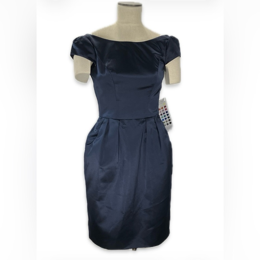 Sorella Vita Elegant Cocktail Navy Blue Knee Length Dress size 8 NWT